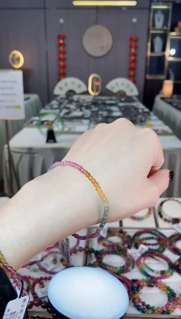 未镶嵌老矿碧玺色标净体单圈手串3mm+碧玺dan多样性发货一条