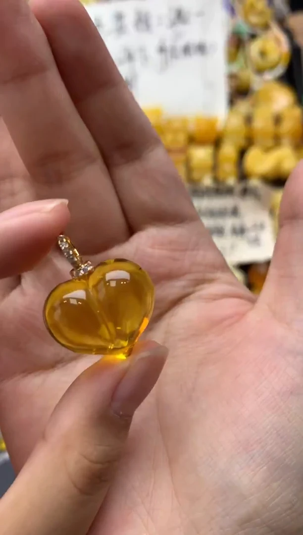 银S925镶嵌琥珀珠宝奇石034琥珀蜜蜡微瑕