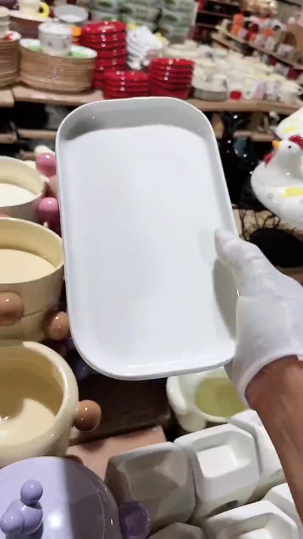 陶瓷胖胖长方盘微瑕 凑满20元包邮