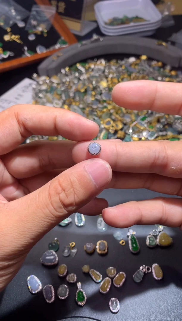 吊坠(不含链)银S925镶嵌翡翠1