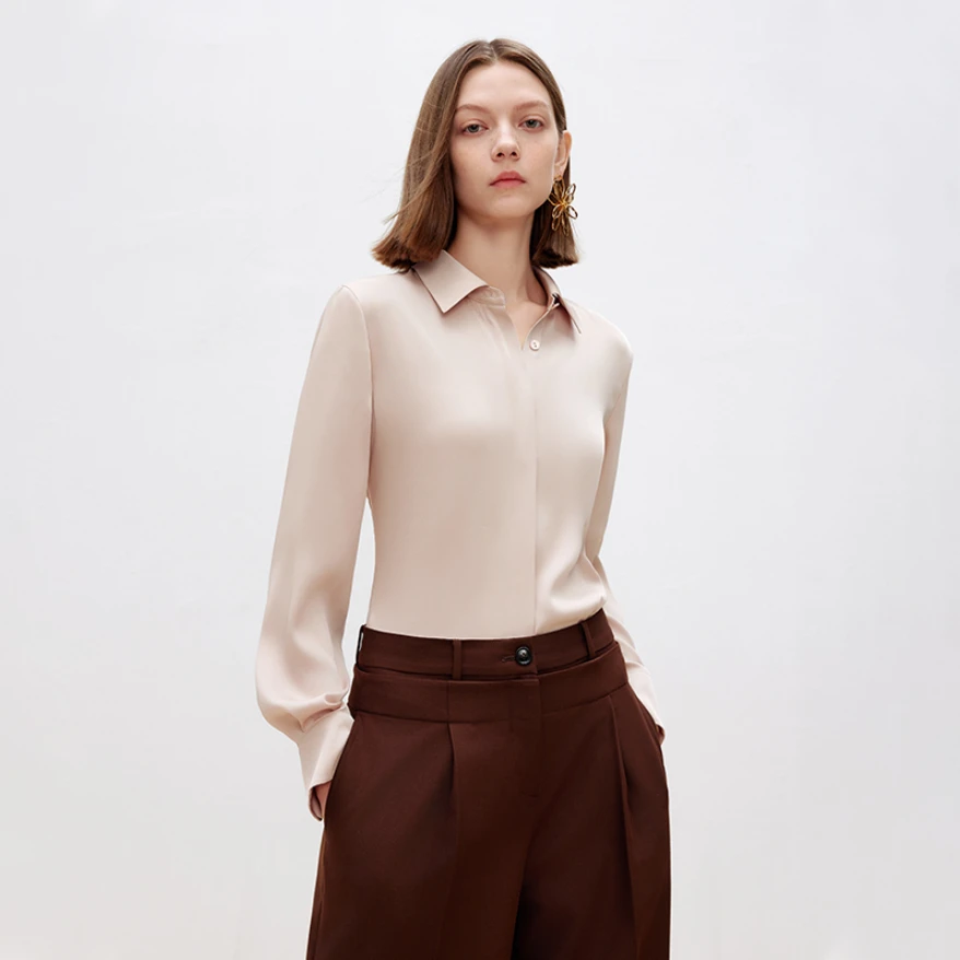 【粉丝专享】【朗姿Basic衣橱】朗姿高级长袖内搭打底通勤衬衫欧若风