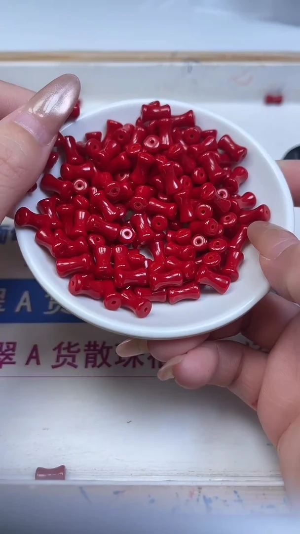 未镶嵌散珠南红玛瑙M955 锦红南红 竹节6*10mm 20颗9.9元