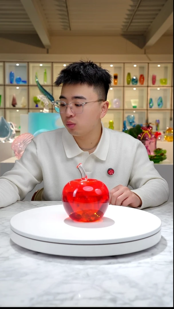 手工艺品琉璃宝石红苹果摆件小号