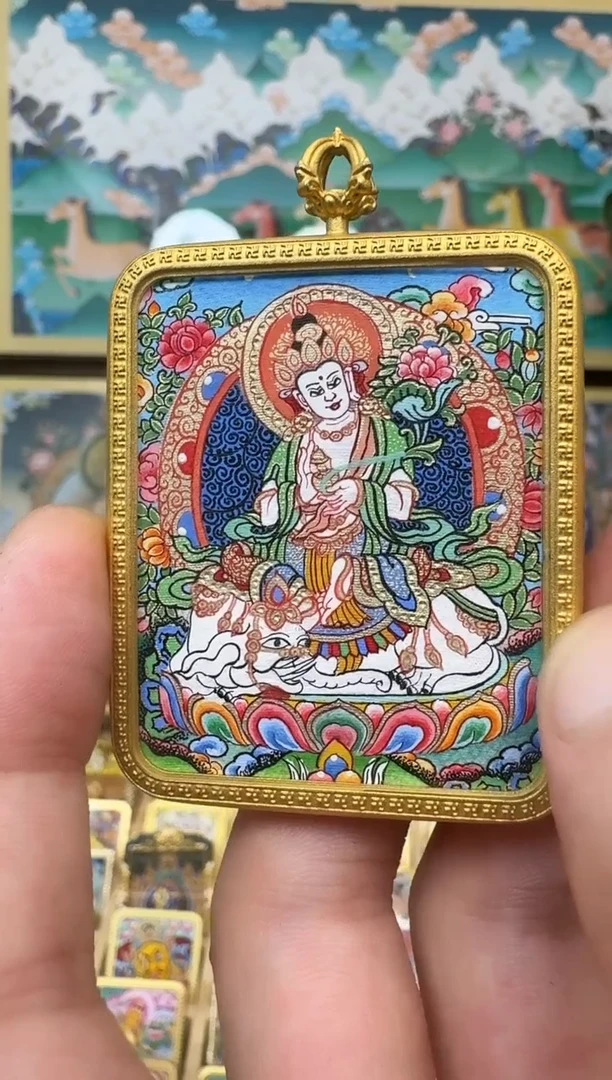 吊坠普老师-热贡纯手绘唐卡吊坠