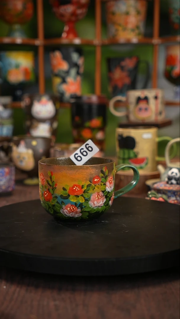 釉下手绘陶瓷紫砂杯