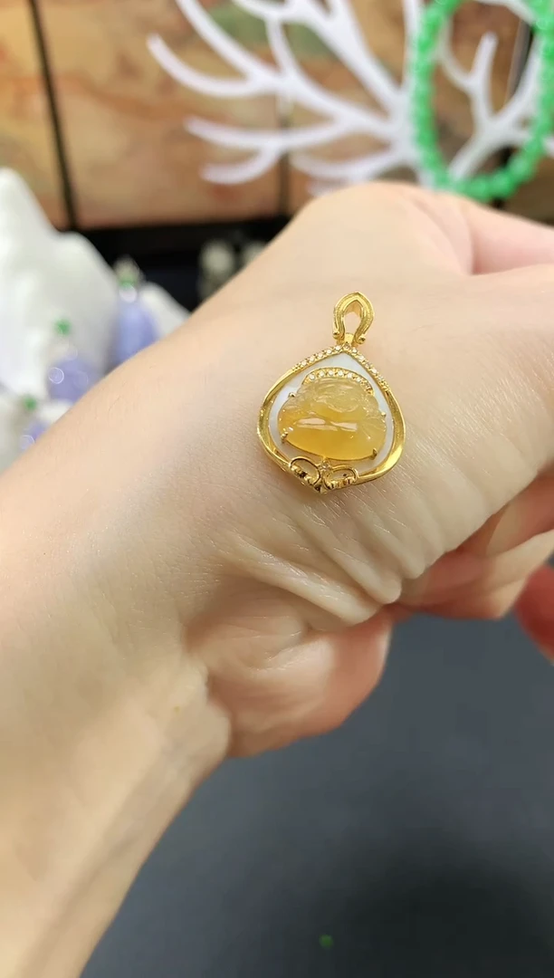 吊坠(不含链)18K金镶嵌翡翠财神|2800