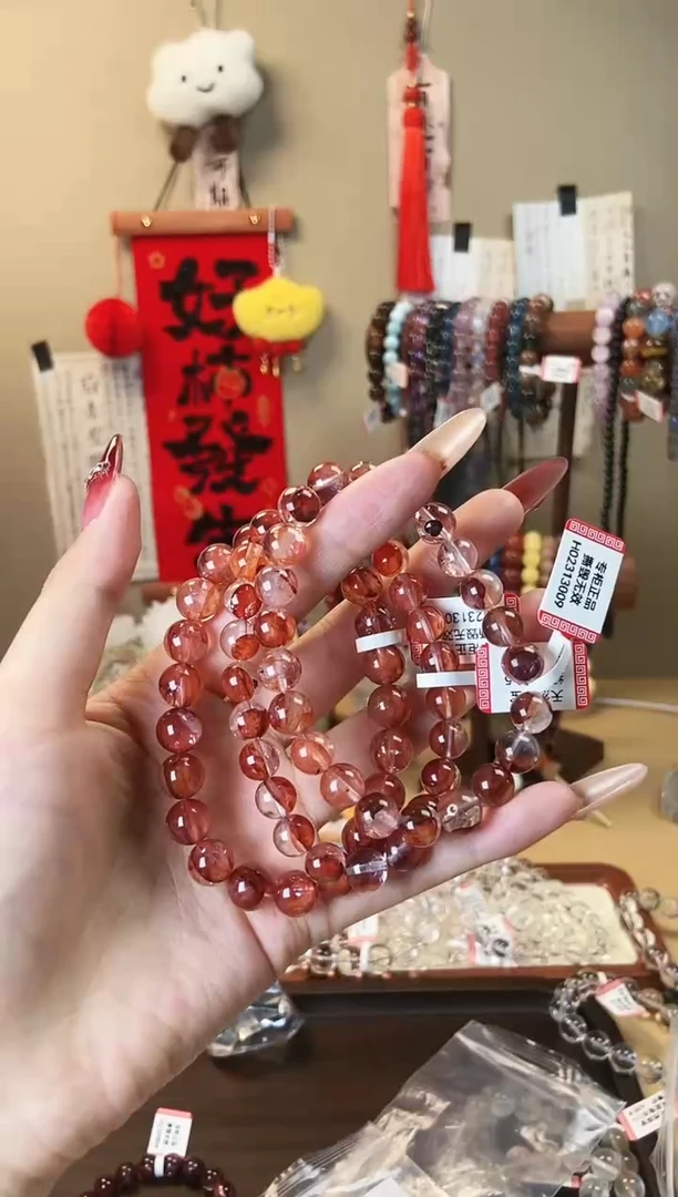 【闪购商品】水晶手链未镶嵌9m红胶花