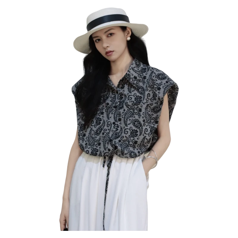 25夏季新品LIUKE留刻复古提花垫肩单衣15250425524