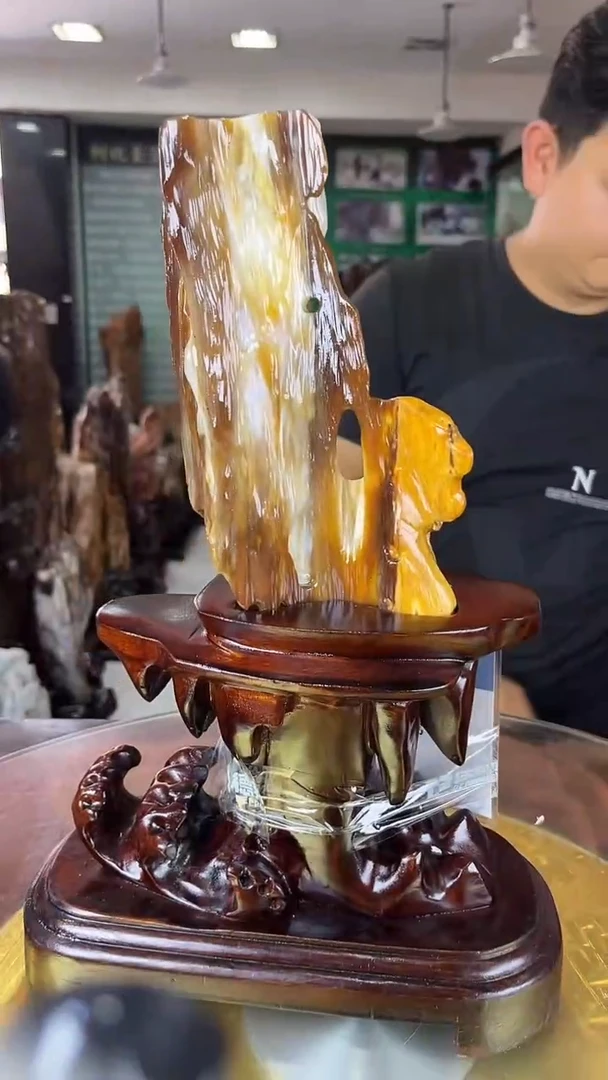 缅甸天然树化玉摆件