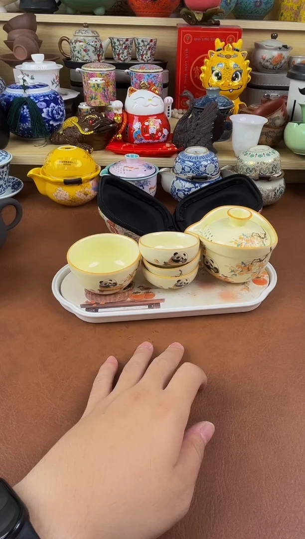 陶瓷茶具摆件旅行套组