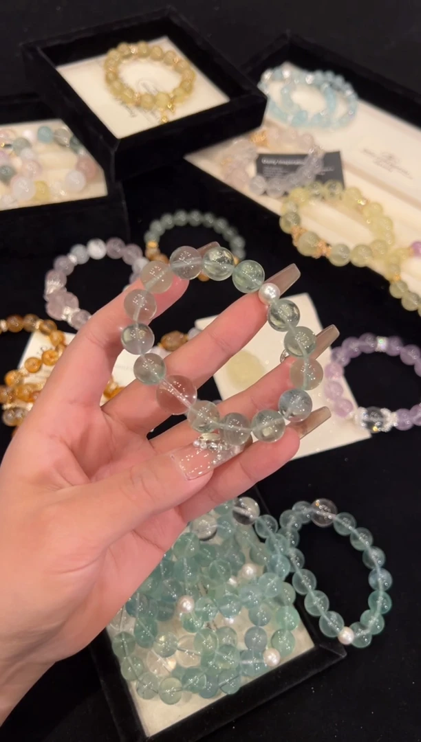 【闪购商品】水晶手链合金绿萤石手链x1402