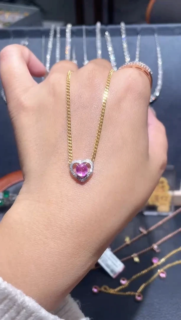 【闪购商品】彩色蓝宝石套链18K金镶嵌彩蓝宝套链