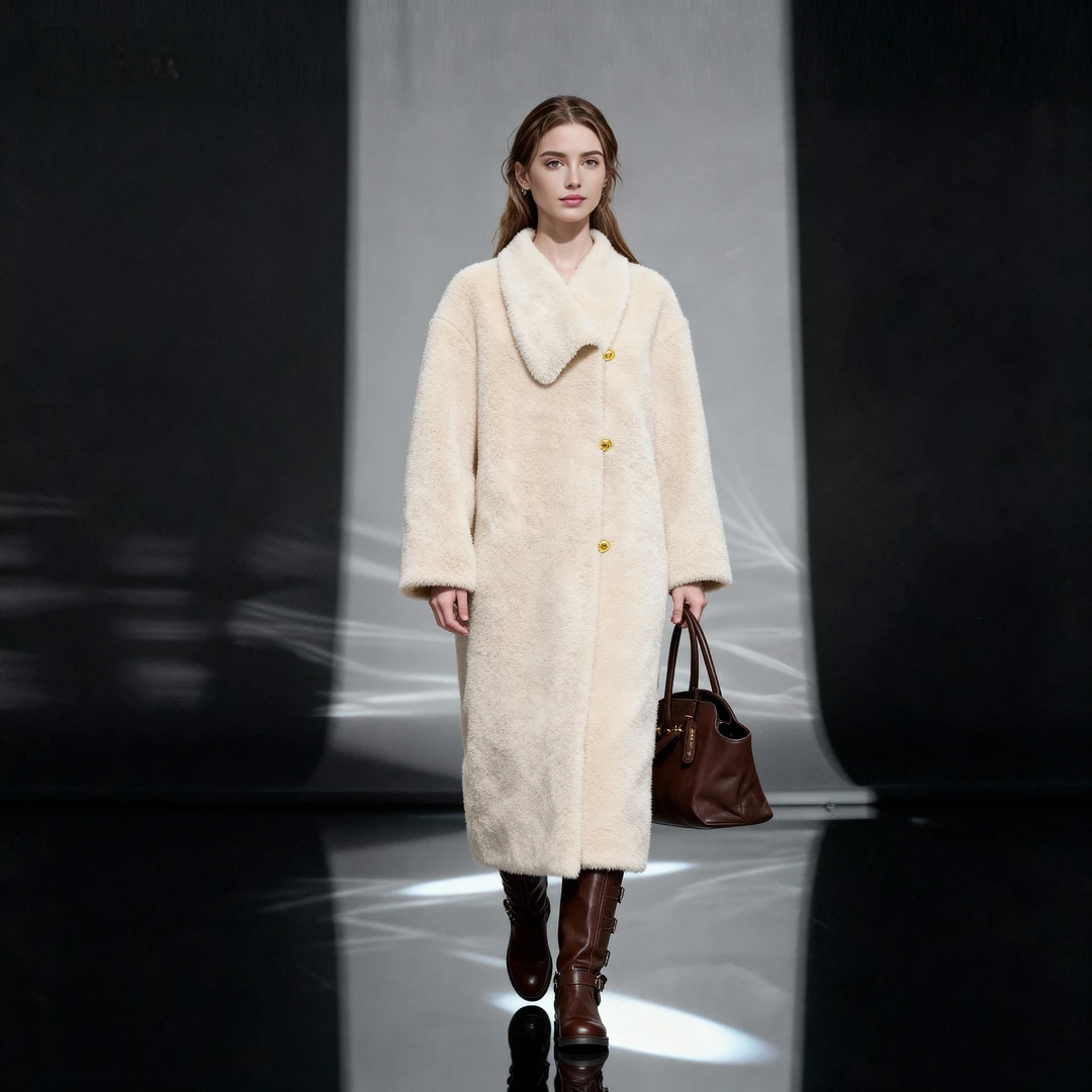 人造皮草 2025新款贵气名媛气质长款环保皮草毛毛外套女装大衣