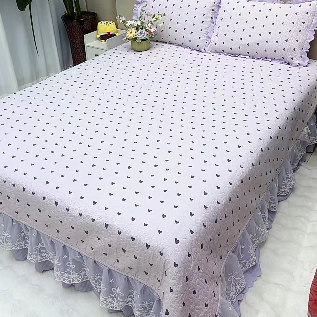 春夏新品四季床盖有氧芙棉双层纱蕾丝床裙单床盖亲肤舒适可机洗