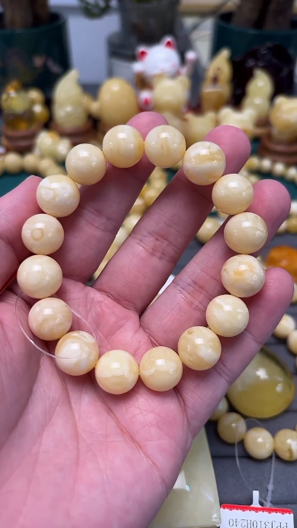 手串蜜蜡未镶嵌p57臻品收藏俄白蜡单圈 21克 13mm
