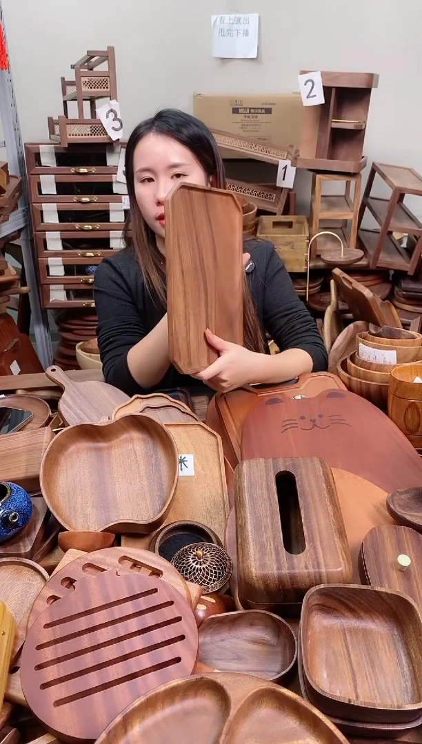 木  南美胡桃木长方八角盘30*20*2cm