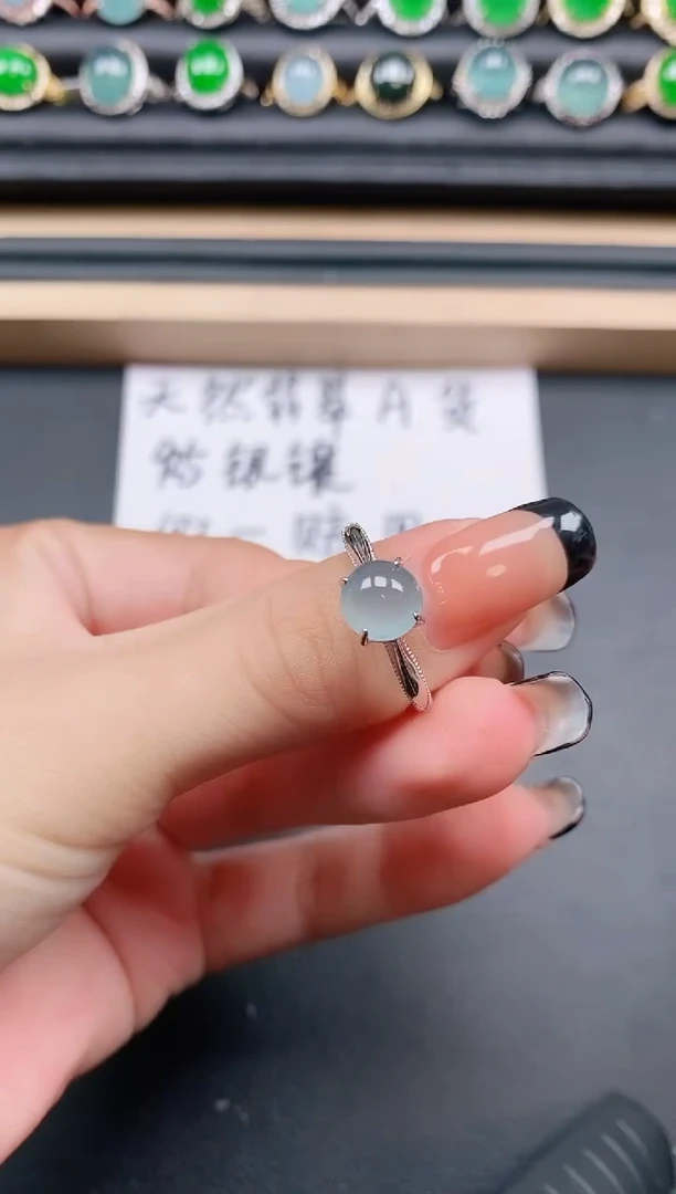 翡翠戒指银S925镶嵌111111