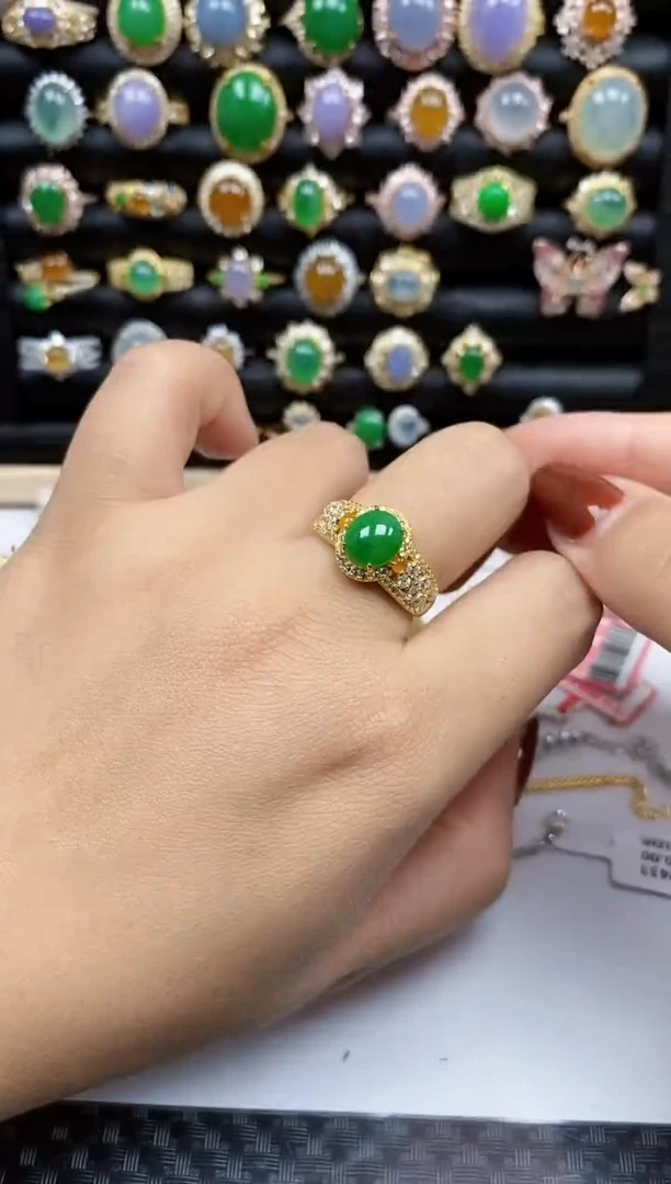 银S925镶嵌戒指翡翠6515