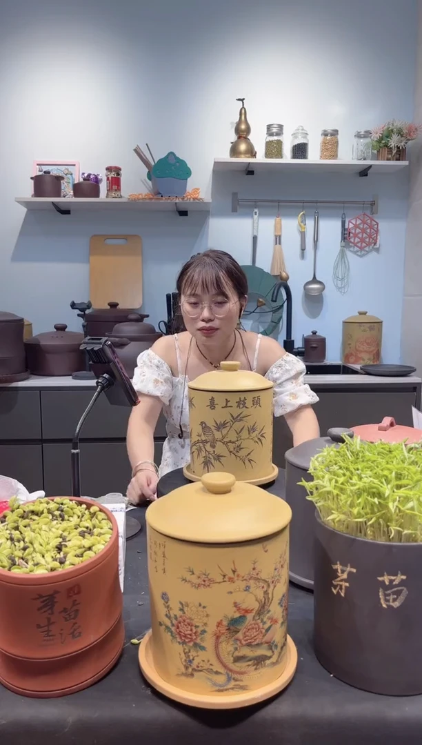 喜上枝头 【黄刻】+紫砂托盘
