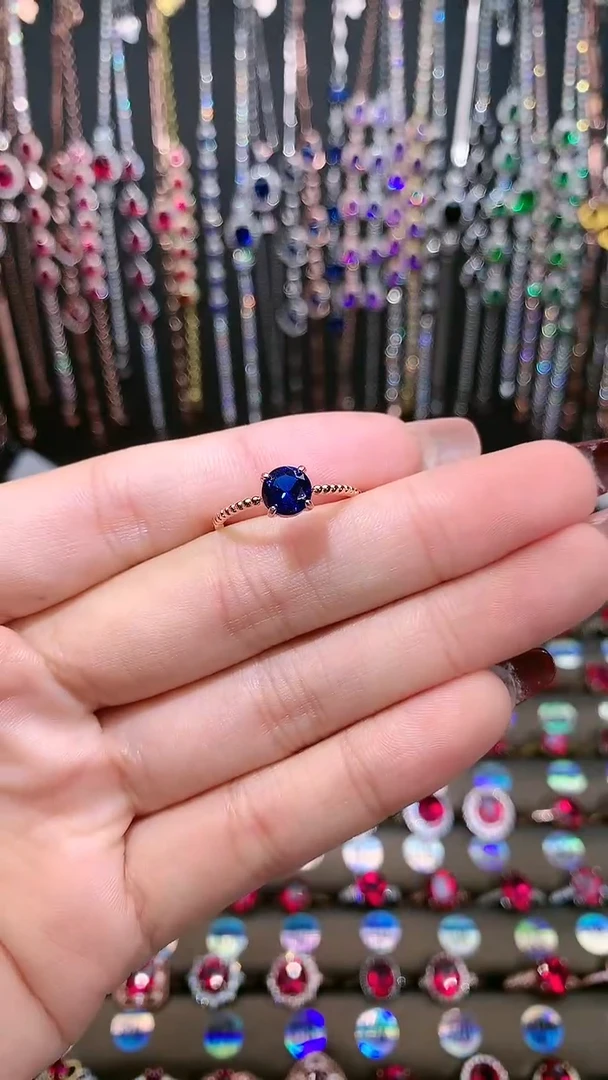 【闪购商品】蓝宝石戒指银S925镶嵌玫瑰金