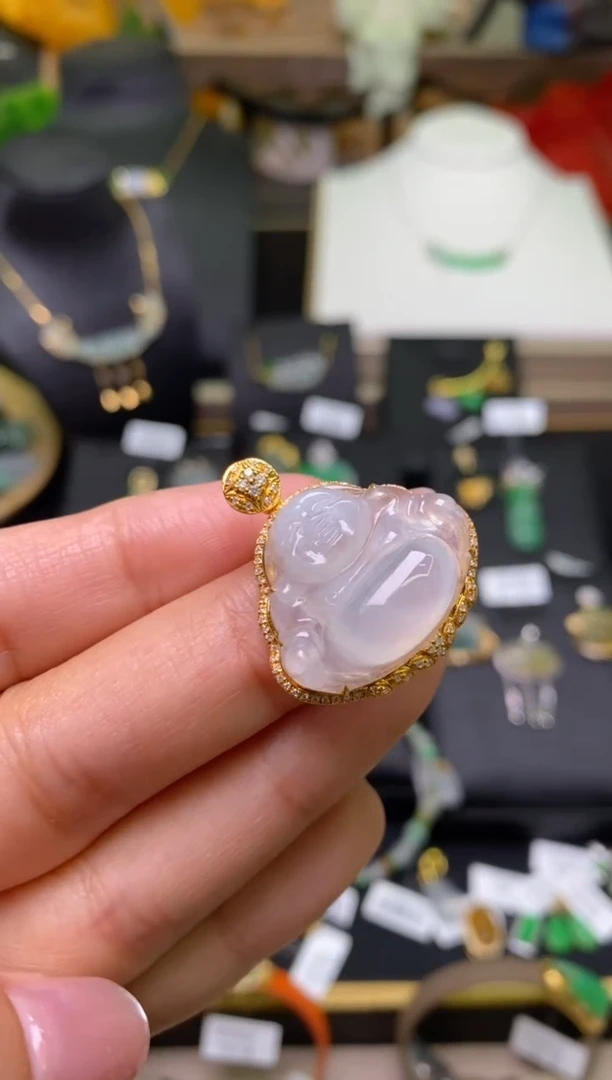 【闪购商品】翡翠颈饰18K金镶嵌净货17986