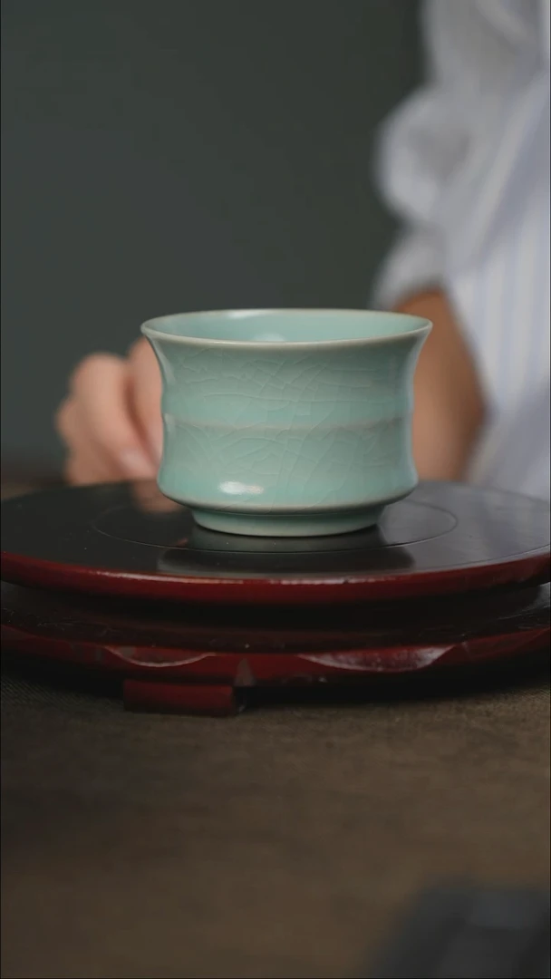 支钉烧 竹节杯 带底款
