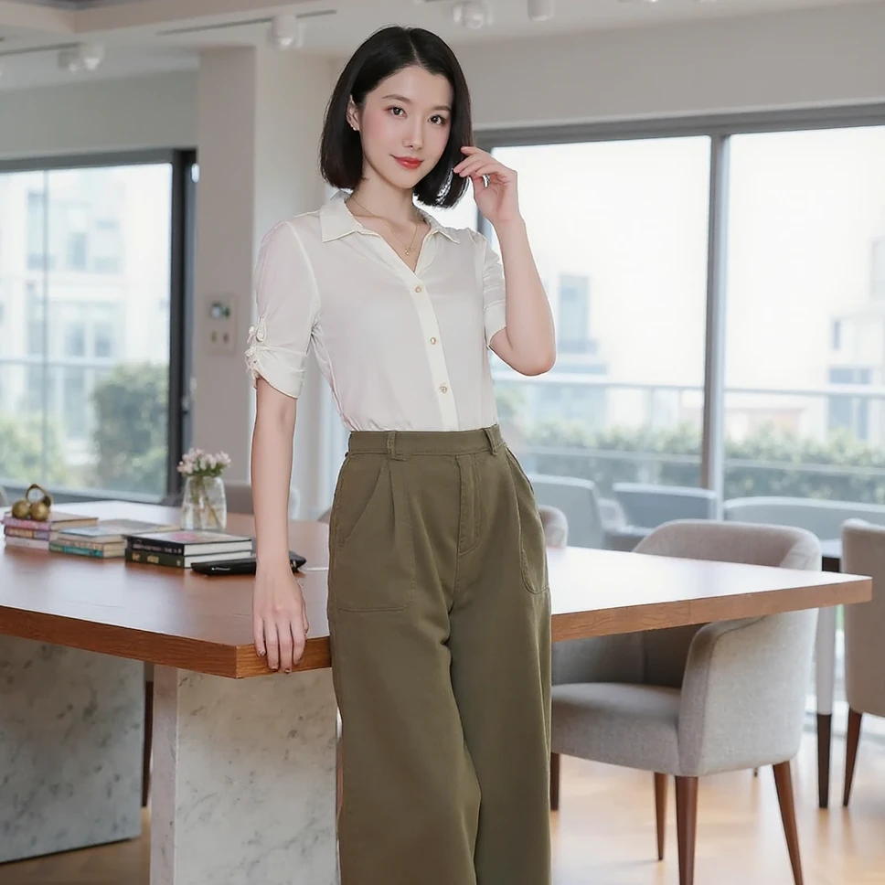 【籽言专属】短袖衬衫女宽松慵懒风休闲上衣KT20130