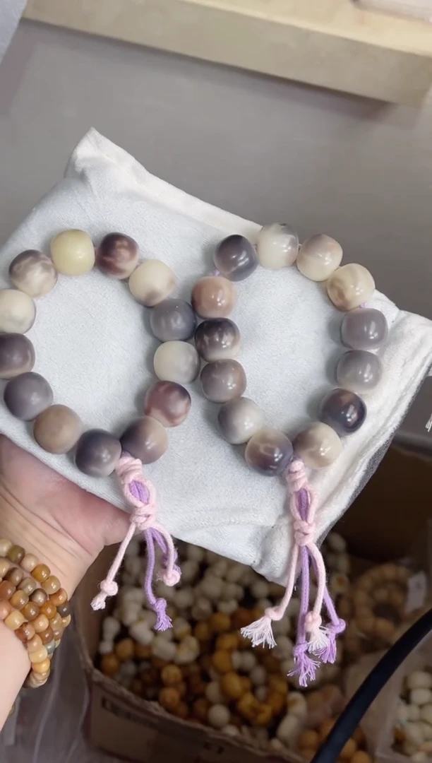 手串菩提根/象牙果紫美人干磨桶珠17*18mm手持瑕疵不补随机