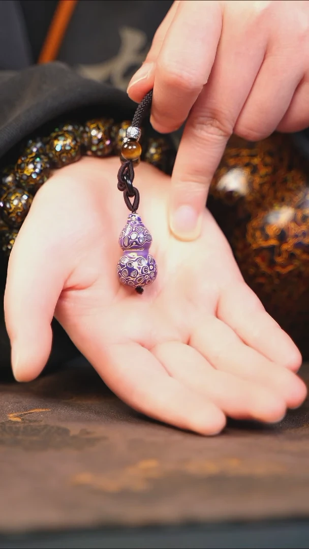 【闪购商品】紫白大漆紫光檀螺钿小脖挂