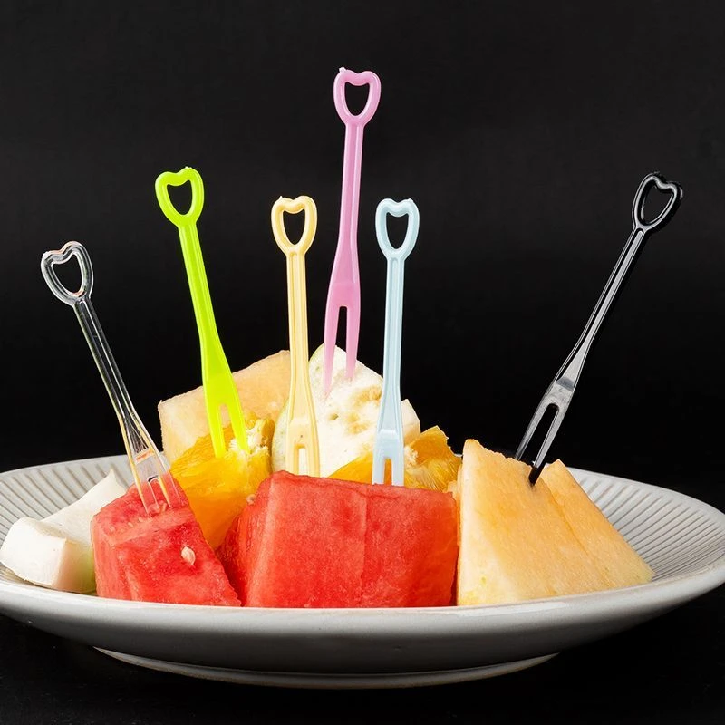 可爱水果叉食品级塑料爱心透明水果签点心独立装单独包装创意叉子