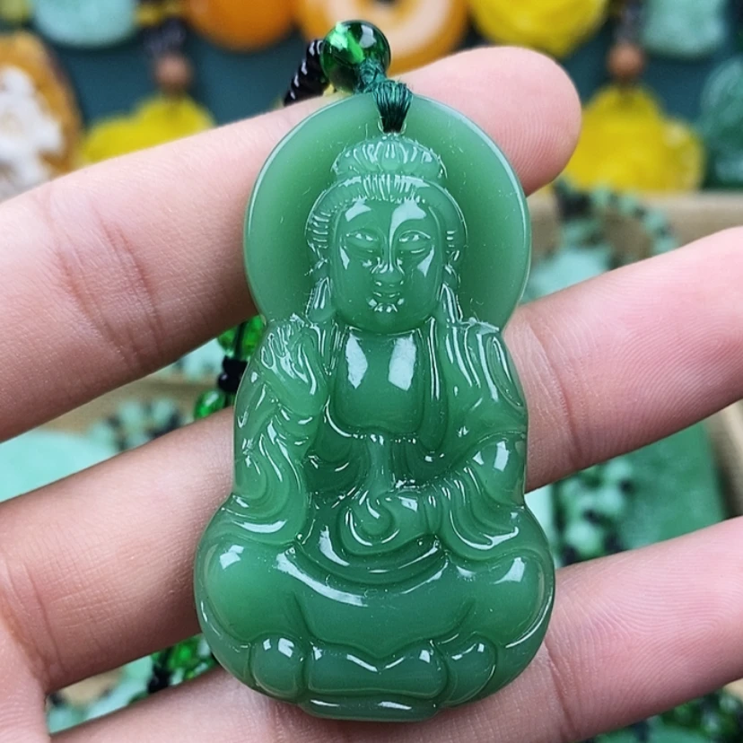 深绿观音.手工男女同款单面时尚经典百搭精美吊坠