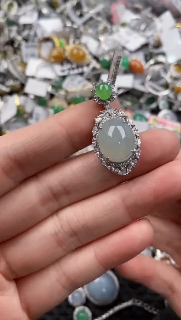 银S925镶嵌戒指翡翠999              10