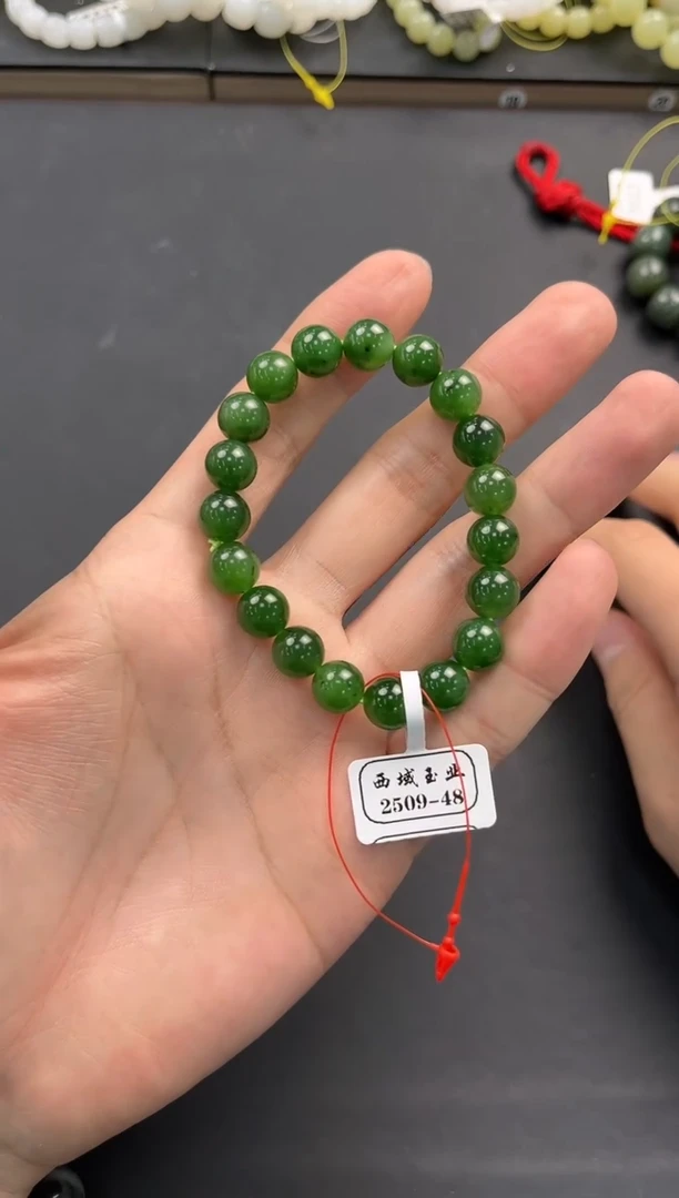未镶嵌手串和田玉和田碧玉手串卡10微色差