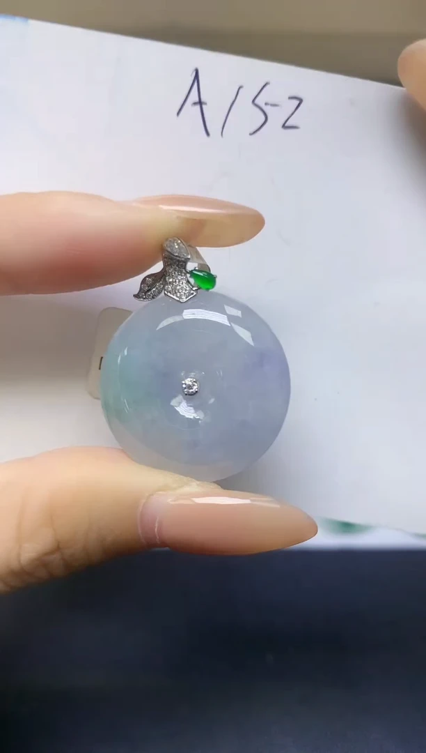 颈饰18K金镶嵌翡翠天然缅甸A货翡翠百元以上9元证书费自理