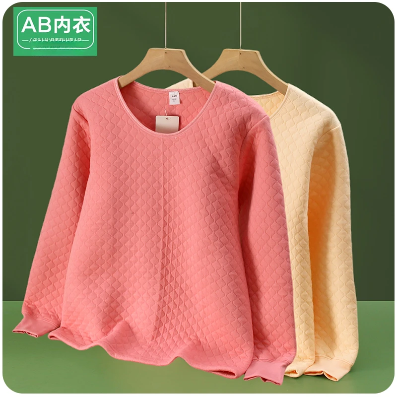 AB内衣秋衣全棉圆领纯棉大码棉毛衫妈妈三层加厚保暖单件夹棉SZ32
