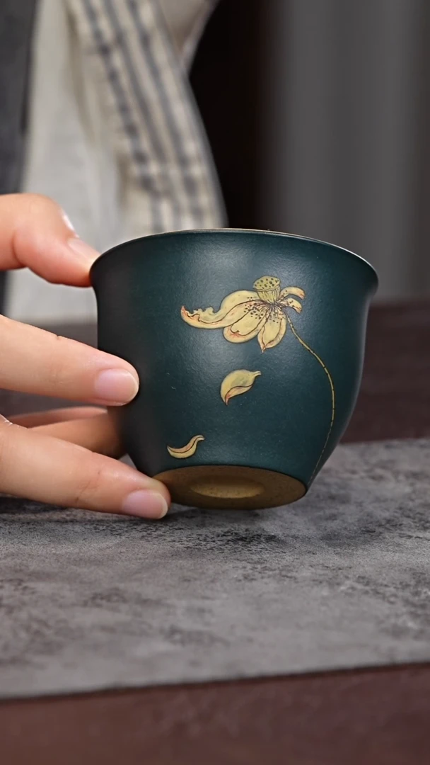 茶杯紫砂紫砂泥绘主人杯