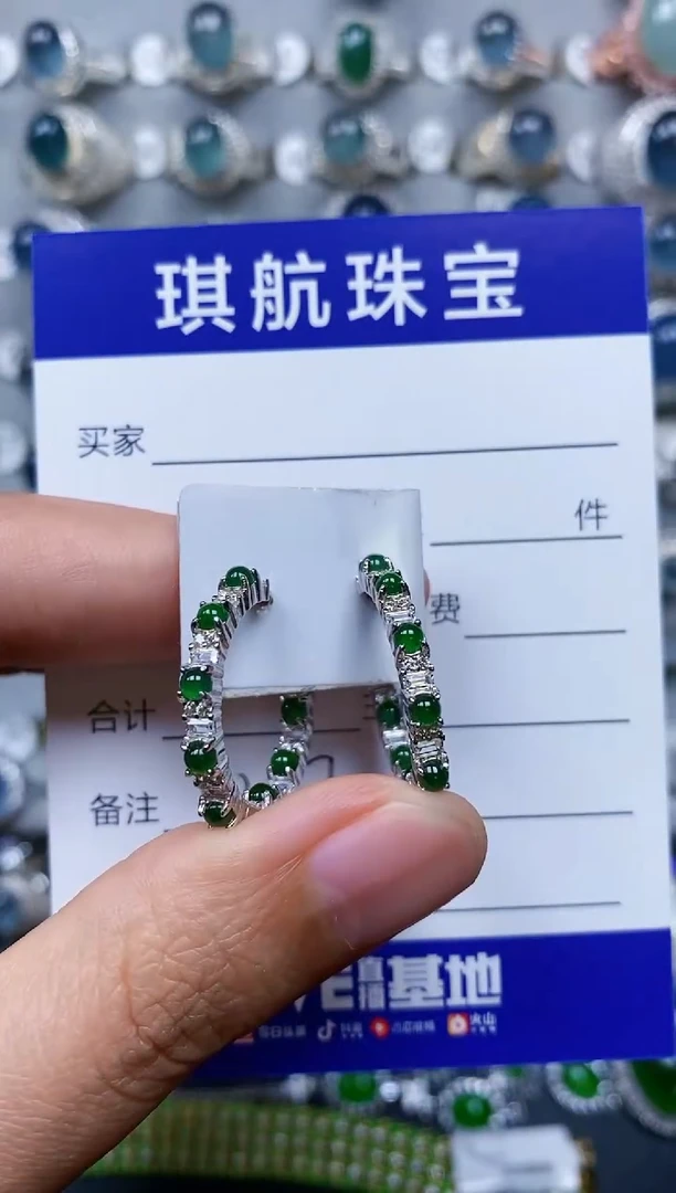 【闪购商品】翡翠耳饰银S925镶嵌0257