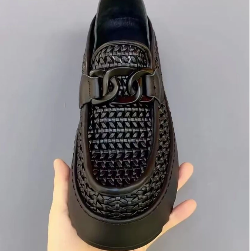 新款高品质编织皮面休闲百搭男鞋