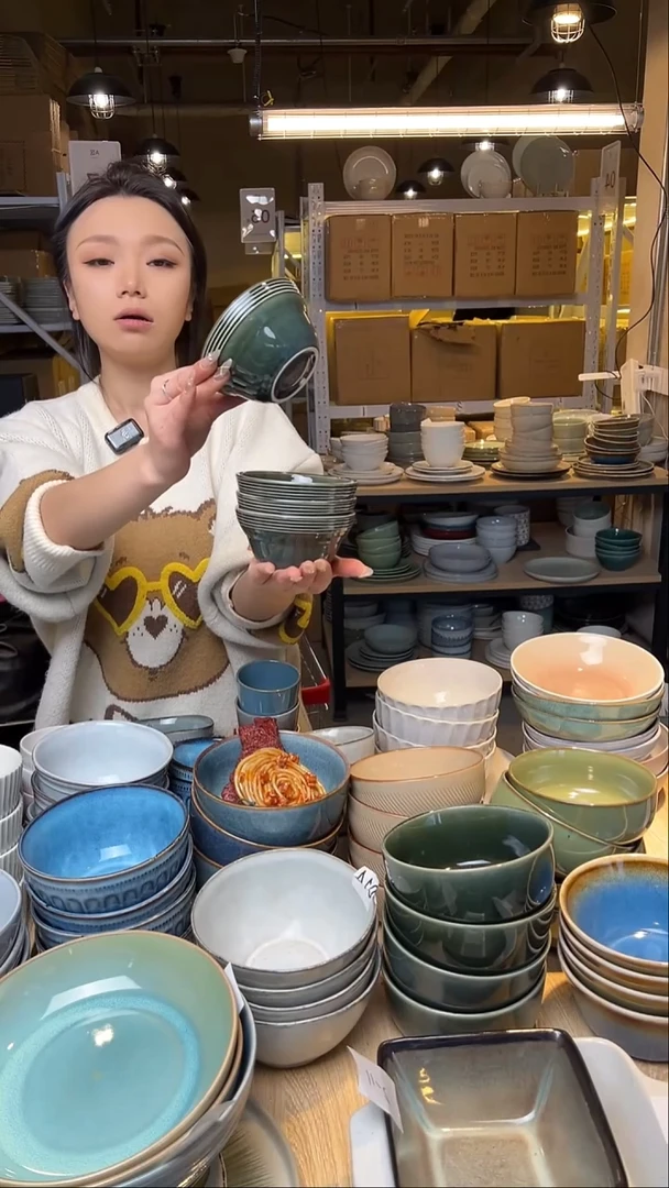 瓷211外贸尾货窑变釉下彩默外微瑕