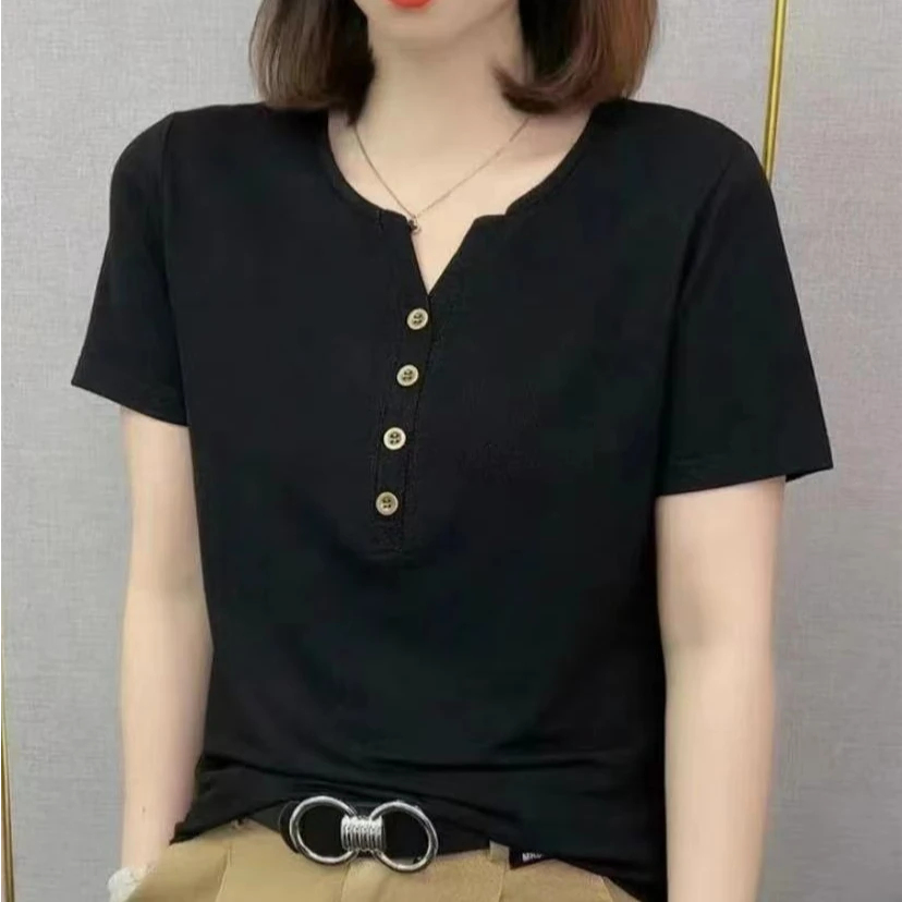 2025夏季新款时尚百搭显瘦遮肉遮肚子显气质休闲短袖漂亮t恤