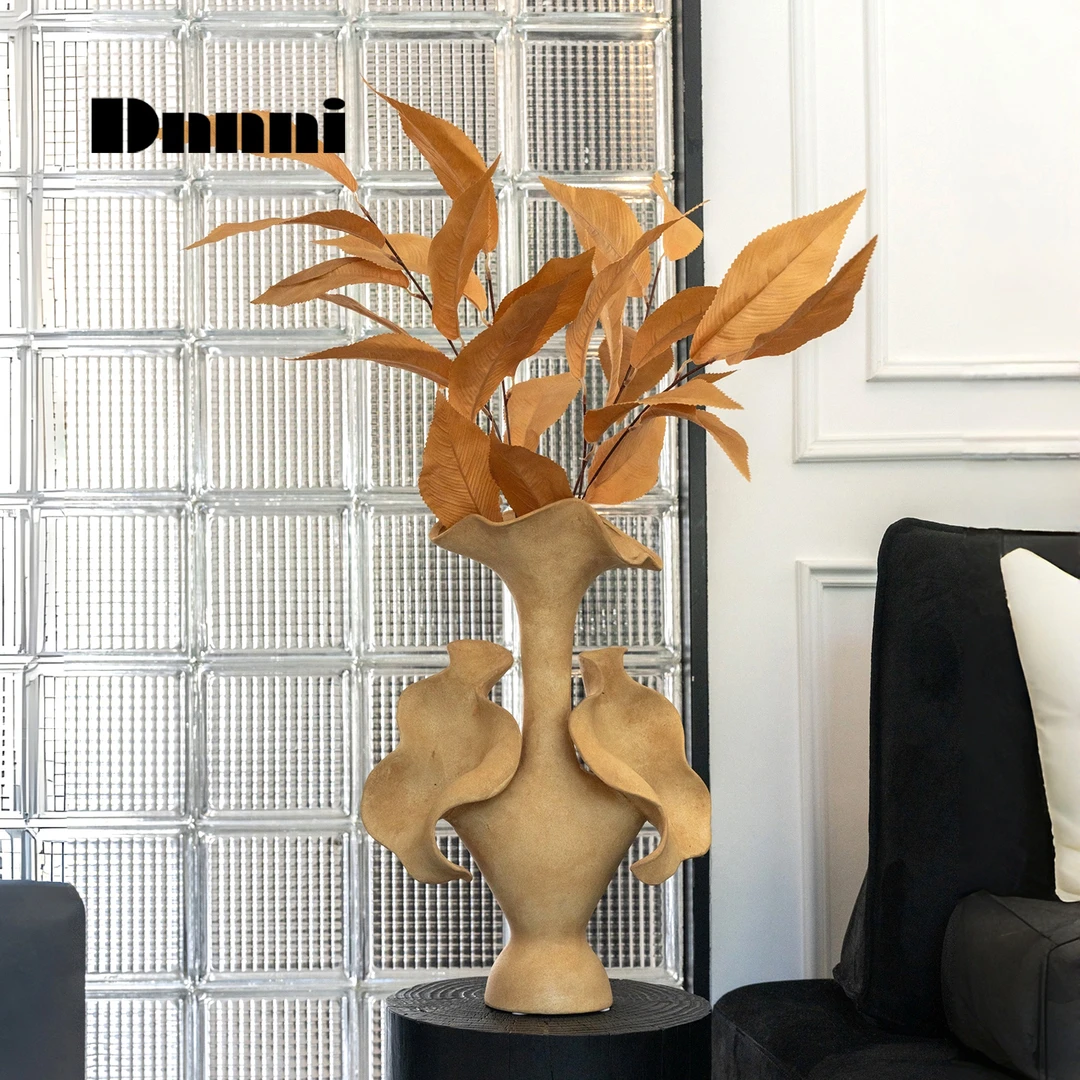 Dnnni法式中古旧黄色花朵花器艺术陶瓷高级感摆件家居客厅样板间