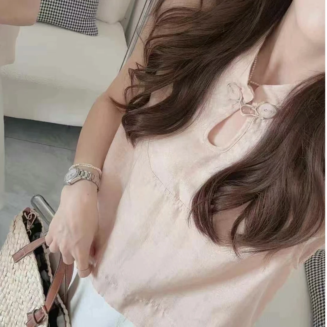 ouran 夏款G1391百搭显瘦国风无袖小衫