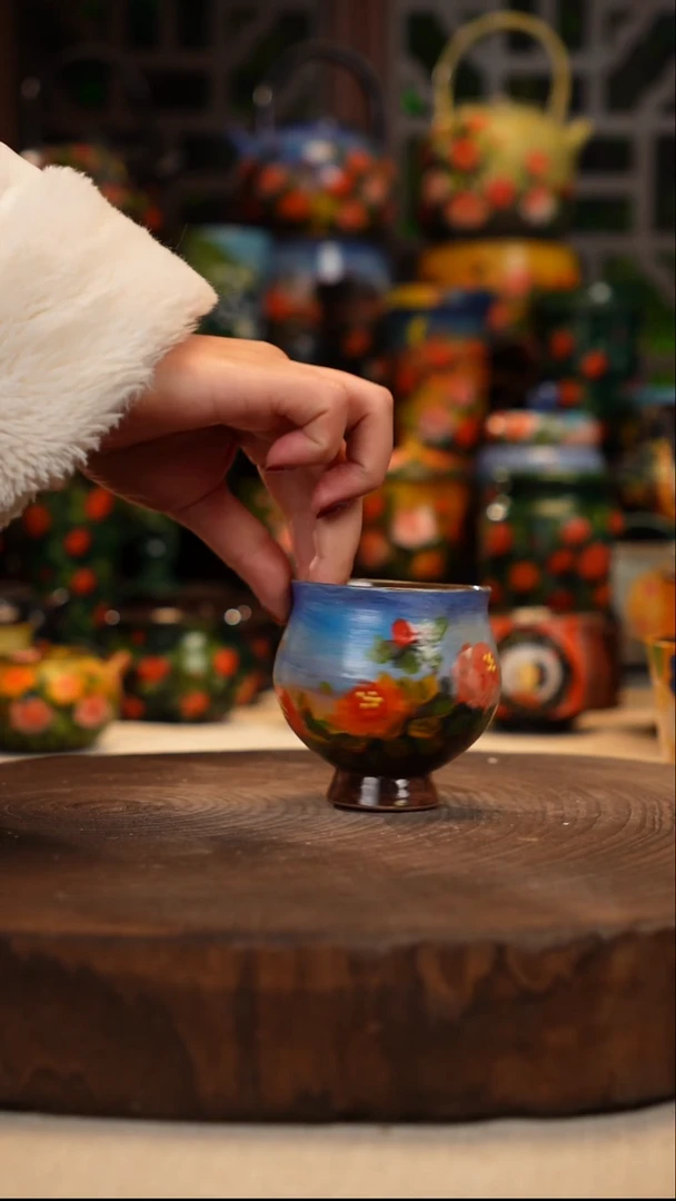 紫砂油画手绘釉下彩