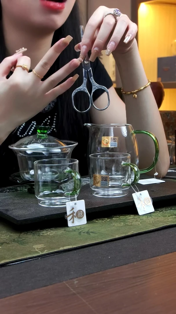 禅语+澄然+逸杯一对 湖绿+茶剪
