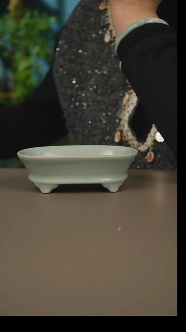 杯仿古天青水仙盆