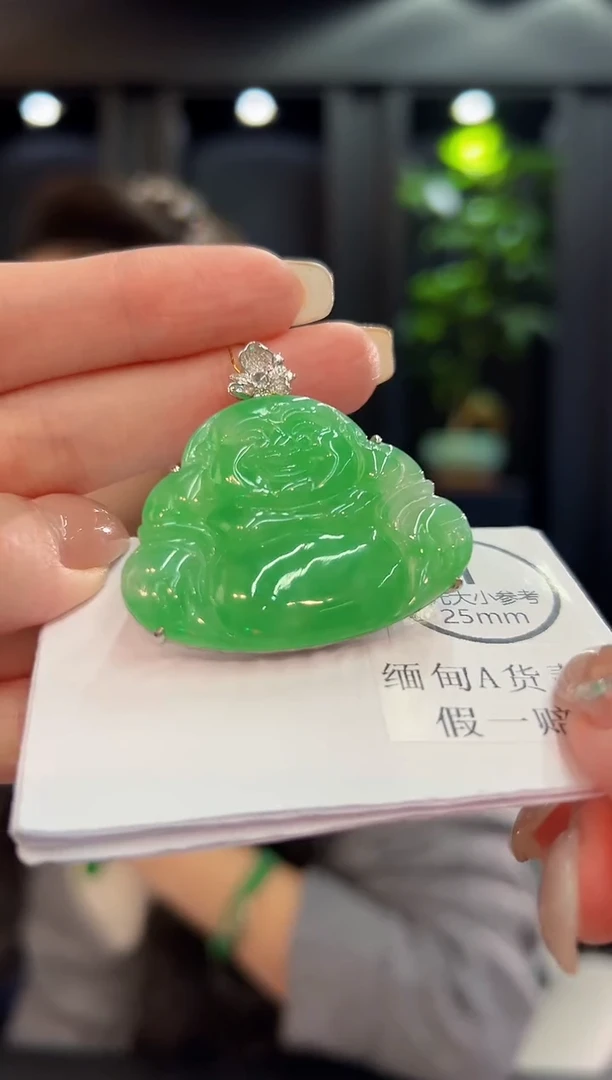 颈饰18K金镶嵌翡翠缅料A货/支持复检/一件