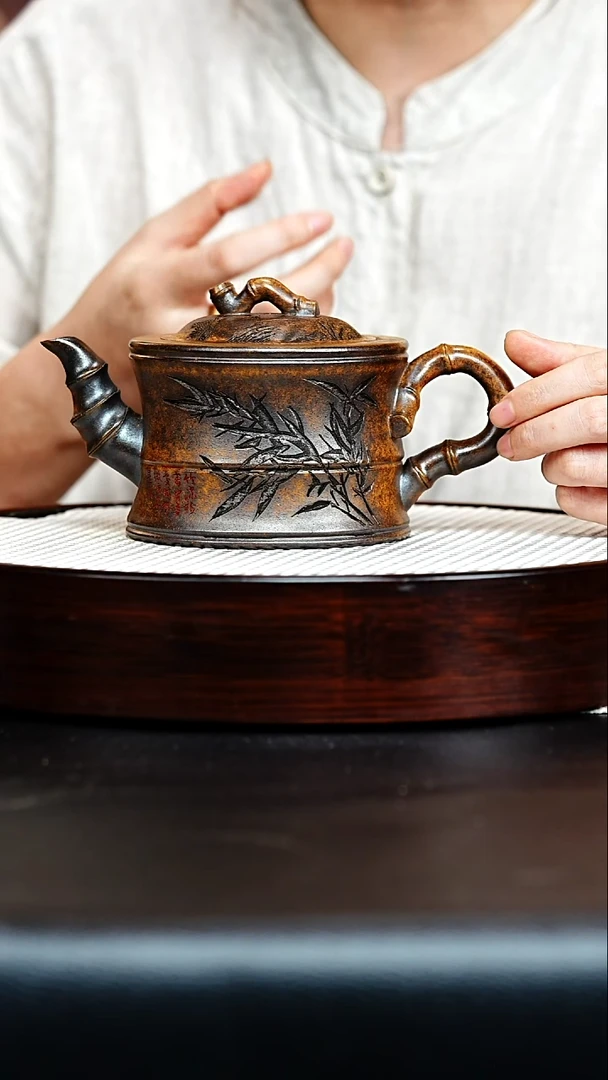茶壶紫砂宜兴紫砂 一品竹段 虎皮金砂 王燕 h157