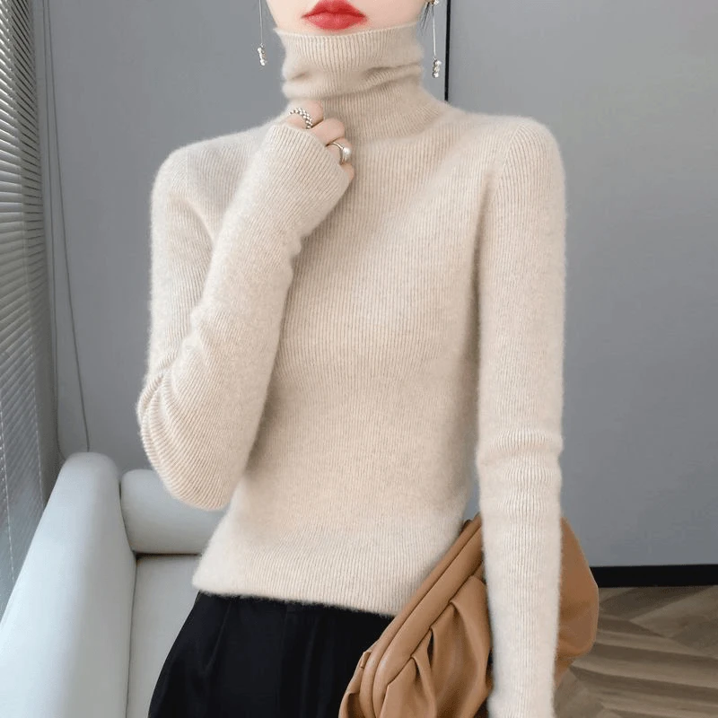 【紧身高领】羊毛衫女高领套头毛衣秋冬新款纯色修身长袖针织打底衫