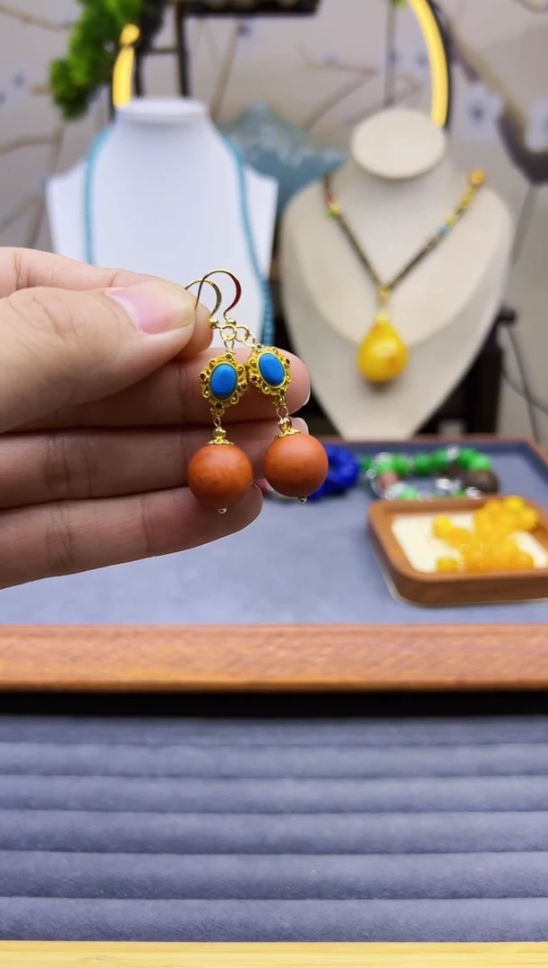 【闪购商品】蜜蜡耳饰14K金镶嵌e231````````