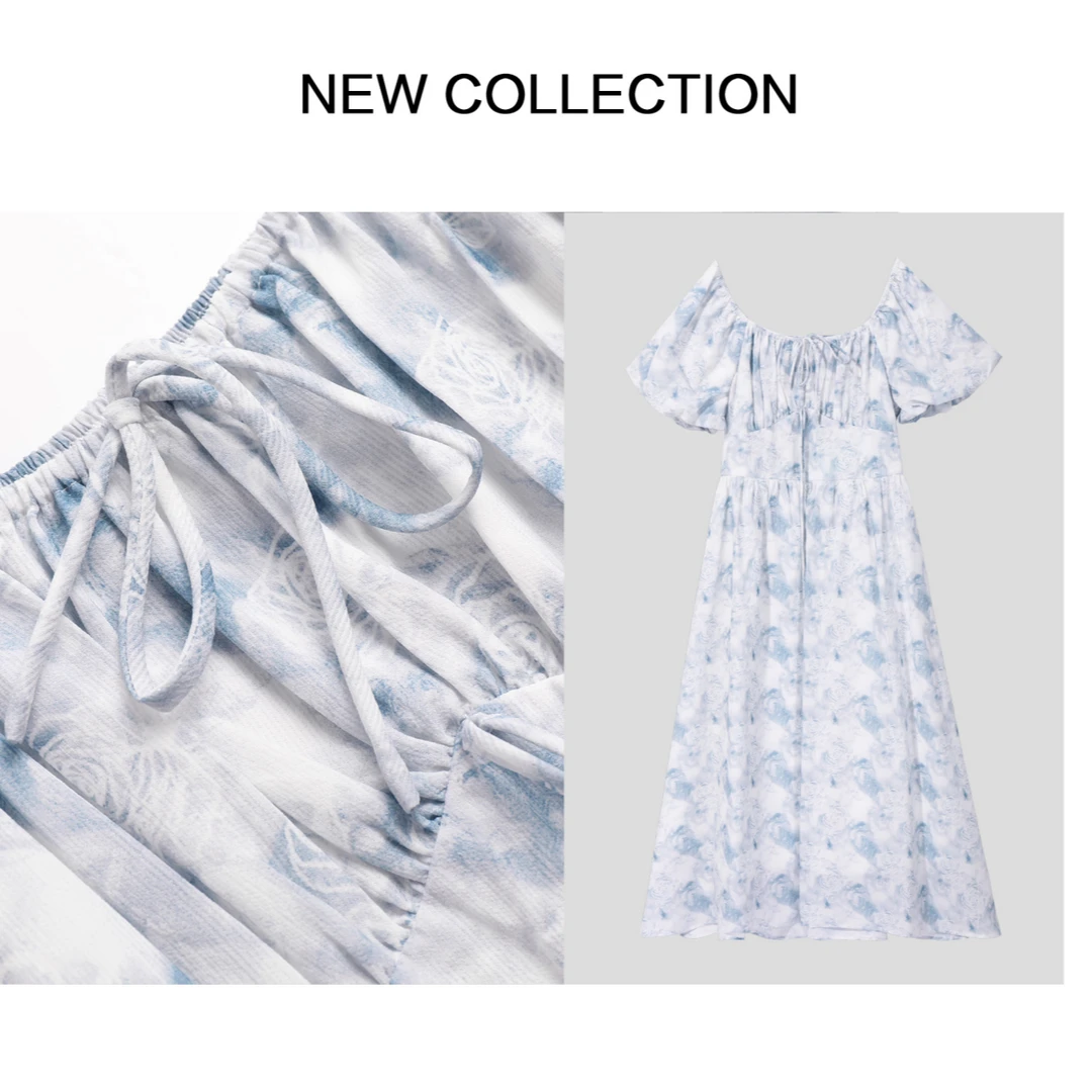 【芳芳专属】L1F38016A 女士秋季百搭方领连衣裙-8016